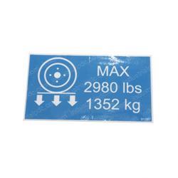 Picture of Decal - Max Wheel Load 1352kg