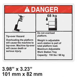 Picture of Decal-Danger Max Cap Adj Tray
