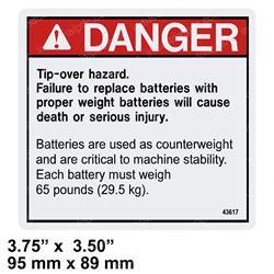 Picture of Decal Danger Tip-Over Battery