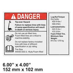 Picture of Decal Danger/Notice Tire Specs