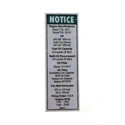 Picture of Decal Notice Deutz Eng Spec
