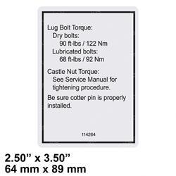 Picture of Decal - Notice Tire Specs