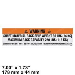 Picture of Decal - Warning Sheet Rack