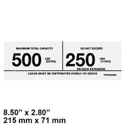 Picture of Decal - Max Cap. 500lbs/227kg